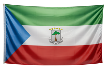 the Equatorial Guinea flag with its vibrant green, white, and red stripes and its unique blue triangle