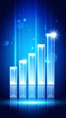Blue Glass Crystal Bar Graph Showing Growth
