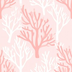 Pink and White Coral Branch Seamless Pattern