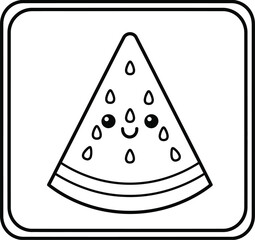 Kawaii watermelon slice coloring page printable cute summer fruit vector art