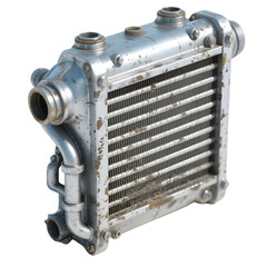 Fototapeta premium A vintage metal radiator is isolated on transparent background