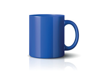 Vector 3d Realistic Blue Coffee Mug Icon. Blank Ceramic Cup Template, Drinkware Illustration for Branding, Merchandise, Promotional Products, Cafe Design Mockup, Kitchenware Graphic, Tea Cup Symbol