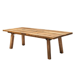 Rustic Farmhouse Dining Table Solid Wood Long Rectangular Design Unique Tabletop Texture isolated on transparent background