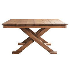 Rustic Farmhouse XBase Dining Table Solid Wood Country Style isolated on transparent background