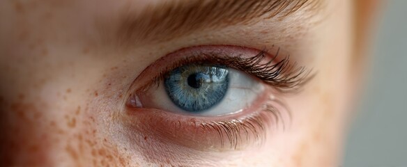 Fototapeta premium The close-up view of a striking blue eye with natural beauty and detail.