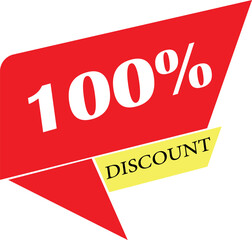 Bold red banner announces a 100 percent discount with yellow accent tag