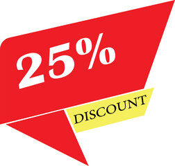 Bold red banner announces 25 percent discount sale
