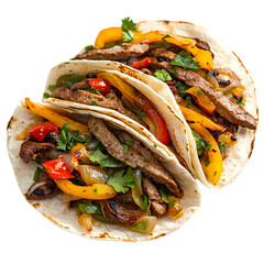 Mouthwatering Steak Fajitas Tacos A Culinary Delight isolated on transparent background