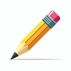Yellow pencil graphic featuring a pink eraser and sharp point suitable for a range of design projects