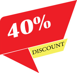 Bold red banner announcing forty percent discount offer