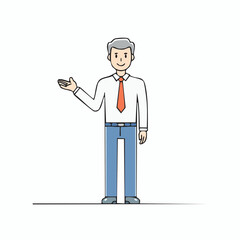 Presenting man in a shirt and tie is perfect for business, teaching, or design; offers clean lines and scalable simplicity.