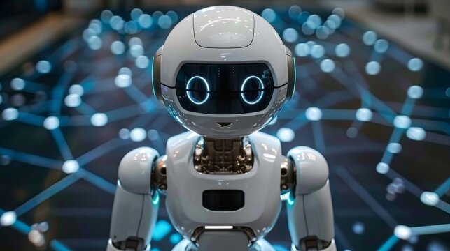 Humanoid robot ai agents navigate cyberspace, representing autonomy and the future of automated work