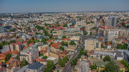 Panoramic view of Bucharest city center from above