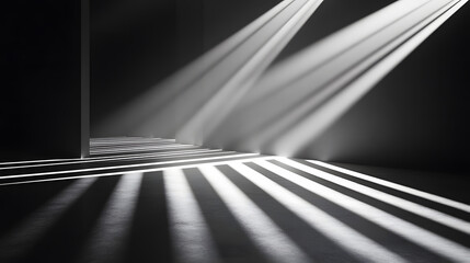 Abstract light rays forming geometric shapes deep shadow, Stage light backdrop