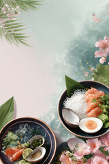 Asian food poster wallpaper, summer style
