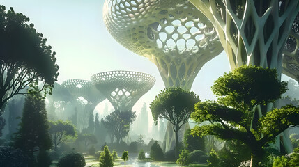 Bionic Forests Futuristic forests enhanced with biotech, Environment Futuristic