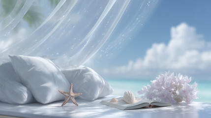 Summer illustration on the theme of rest, lightness and airiness