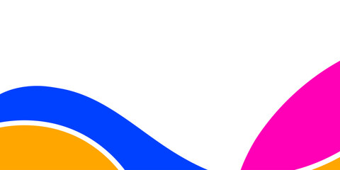 Abstract background with overlapping curved shapes in blue, orange, and pink