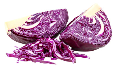 Obraz premium Sliced Red Cabbage on White Background Isolated Fresh Vegetable 