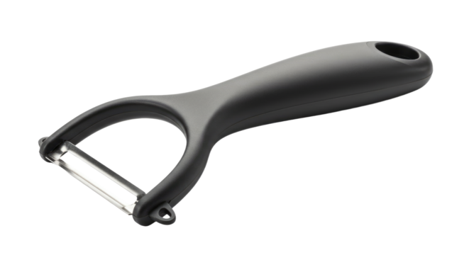 Modern Black Vegetable Peeler Isolated.