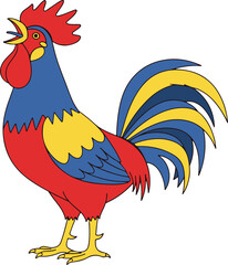 Colorful Rooster Illustration A Vibrant Farm Bird Design