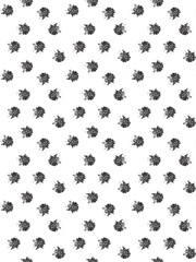 Black & White Floral Dot Texture – Seamless Bloom Circle Pattern on White for Summer Fabric, Decor & Branding.