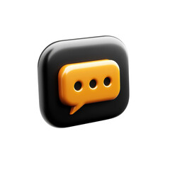 3D Render Dialogue Icon Chat Bubble Speech Icon on Transparent Background Glossy Communication