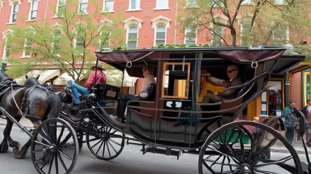Horse Carriage In Downtown Area