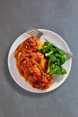 chipotle sauced pork chops with steamed broccoli