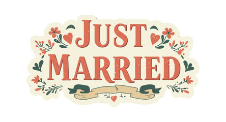 Just married lettering