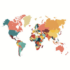 Obraz premium world map isolated in White Background, world map vector, Flat lay vector illustration