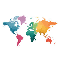Fototapeta premium world map isolated in White Background, world map vector, Flat lay vector illustration