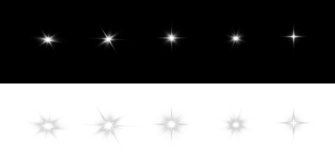 lowing White Light Sparkle. Transparent PNG with Shiny Star Effect, Silver Glow, Flare and Lens Light Burst, Perfect for Highlights, Magic and Christmas Decor	