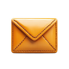 Glossy mail golden communication icon Elegant letter illustration 3D on transparent background
