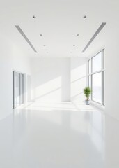 Fototapeta premium Empty white room in modern house Empty room interior design architecture blank design room