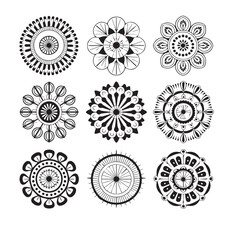 set of round ornamental elements