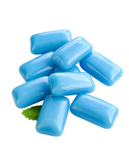 blue bubble gums and mint isolated on transparent background, png