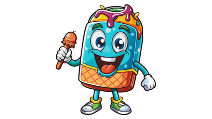 Fototapeta premium ice cream cartoon character white background.
