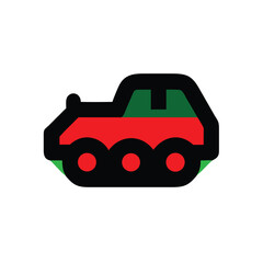 Stylized tank in red green colors with Remembrance Day theme vehicle military