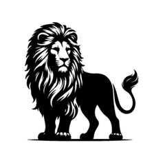 Obraz premium Roaring Lion with Flowing Mane Vector – Lion No 30 Illustration