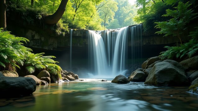 Forest Waterfall: Perfect for Travel Vlogs, Nature Documentaries, Wellness Content, Outdoor Recreation, and Serene Backgrounds