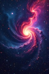 Vibrant Swirling Nebulae Cosmic Dust and Gas Clouds Form Mesmerizing Patterns Against the Black Universe Backdrop. Ideal for Science Fiction, Fantasy, and Technology Designs.