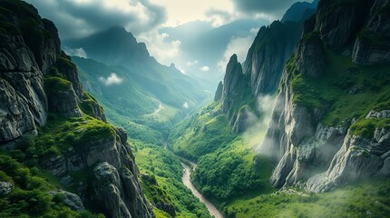 Mountain Valley Landscape: Perfect for Travel Guides, Outdoor Recreation, Nature Documentaries, Tourism Ads, and Scenic Backgrounds