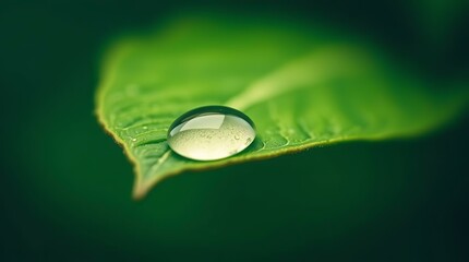 Water Droplet on Leaf – Perfect for Eco Branding, Wellness Ads, Nature Blogs, Organic Product Packaging, and Environmental Campaigns
