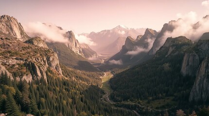 Mountain Valley Landscape: Perfect for Travel Guides, Outdoor Recreation, Nature Documentaries, Tourism Ads, and Scenic Backgrounds