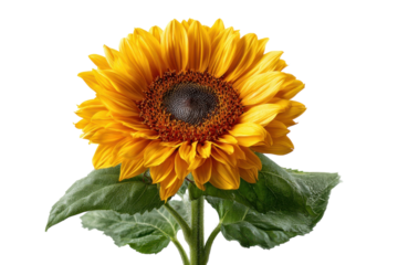 Captivating Sunflower Bloom A Radiant Floral Portrait of Natural Beauty Summer Joy Golden on transparent background