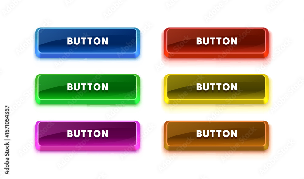 Wall mural collection of colored buttons, frame label, event web bar, buttons with color. vector illustration
