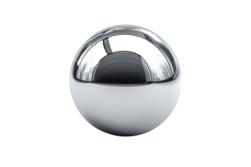 Chrome sphere orb reflecting light minimalism abstract art object still life product rendering on transparent background