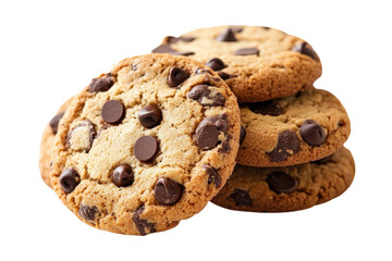 Delicious Chocolate Chip Cookies Stack Homemade Sweet Treats Baked Goodness Bakery Style on transparent background