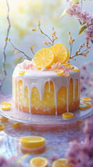 Lemon Drizzle Cake with Zesty Glaze and Candied Slices